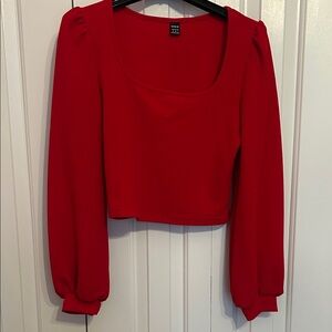 SHEIN Red Square Neck Crop Top